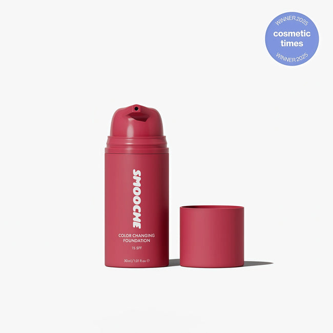 Smooche Color Changing Foundation - Skin Tone Adapting Liquid Foundation for Women, Self Adjusting Natural Finish, Blurs Imperfections & Fine Lines, SPF 15, All Skin Types, 1.01 Fl Oz Hover Image